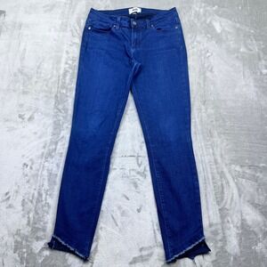 Paige Verdugo Ankle Dark Wash Jean Frayed Hem Stretch Denim Sz 28 Grunge Western